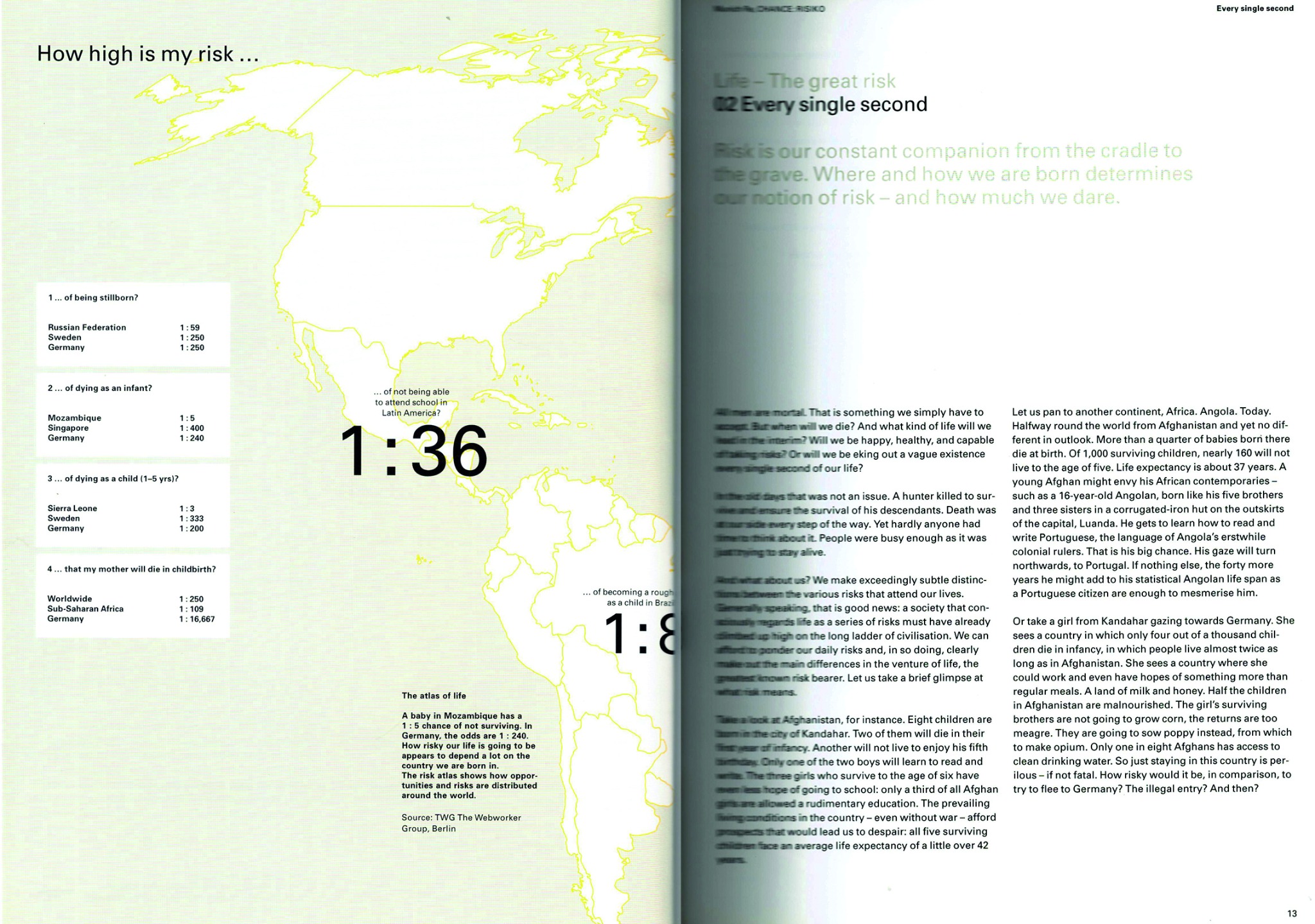 Doppelseite Atlas des Lebens aus dem Chance-Risiko-Magazin der Münchner Rück
