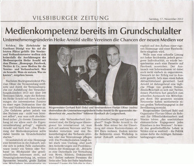 Bericht in der Vilsbiburger Zeitung aus 11/2012